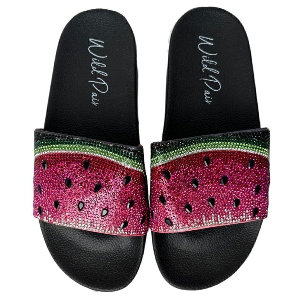 Wild Pair Watermelon Caroletta Platform Slides - NWB